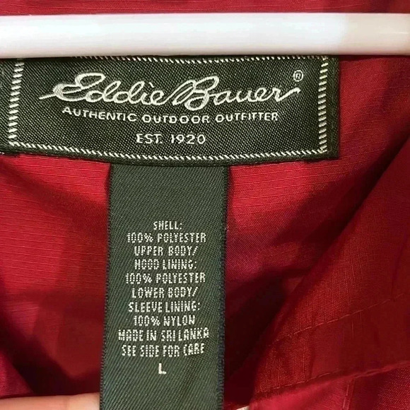 [L]Eddie Bauer Red Mesh Lined Windbreaker  Trench Jacket - Picture 2 of 14
